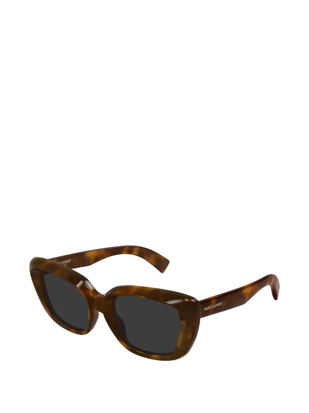 Saint Laurent Eyewear Zonnebril met rechthoekig montuur en schildpadschild design Bruin