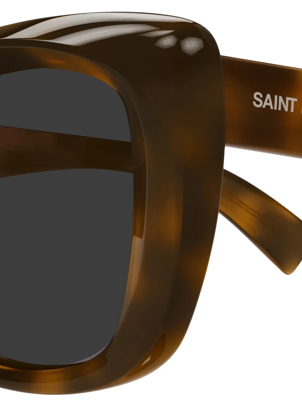 Saint Laurent Eyewear Zonnebril met rechthoekig montuur en schildpadschild design Bruin