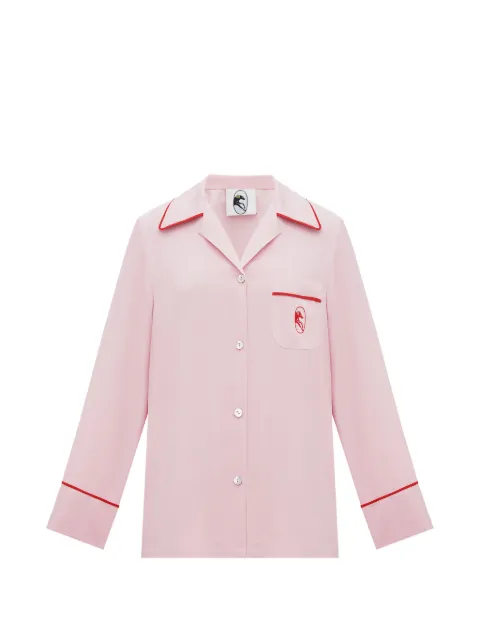 Sleeper contrast-trim pocket pajama-style shirt