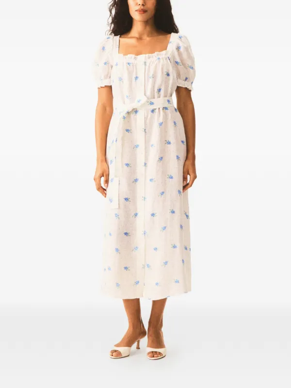 white square neck linen dress Linen square neck dress Esther