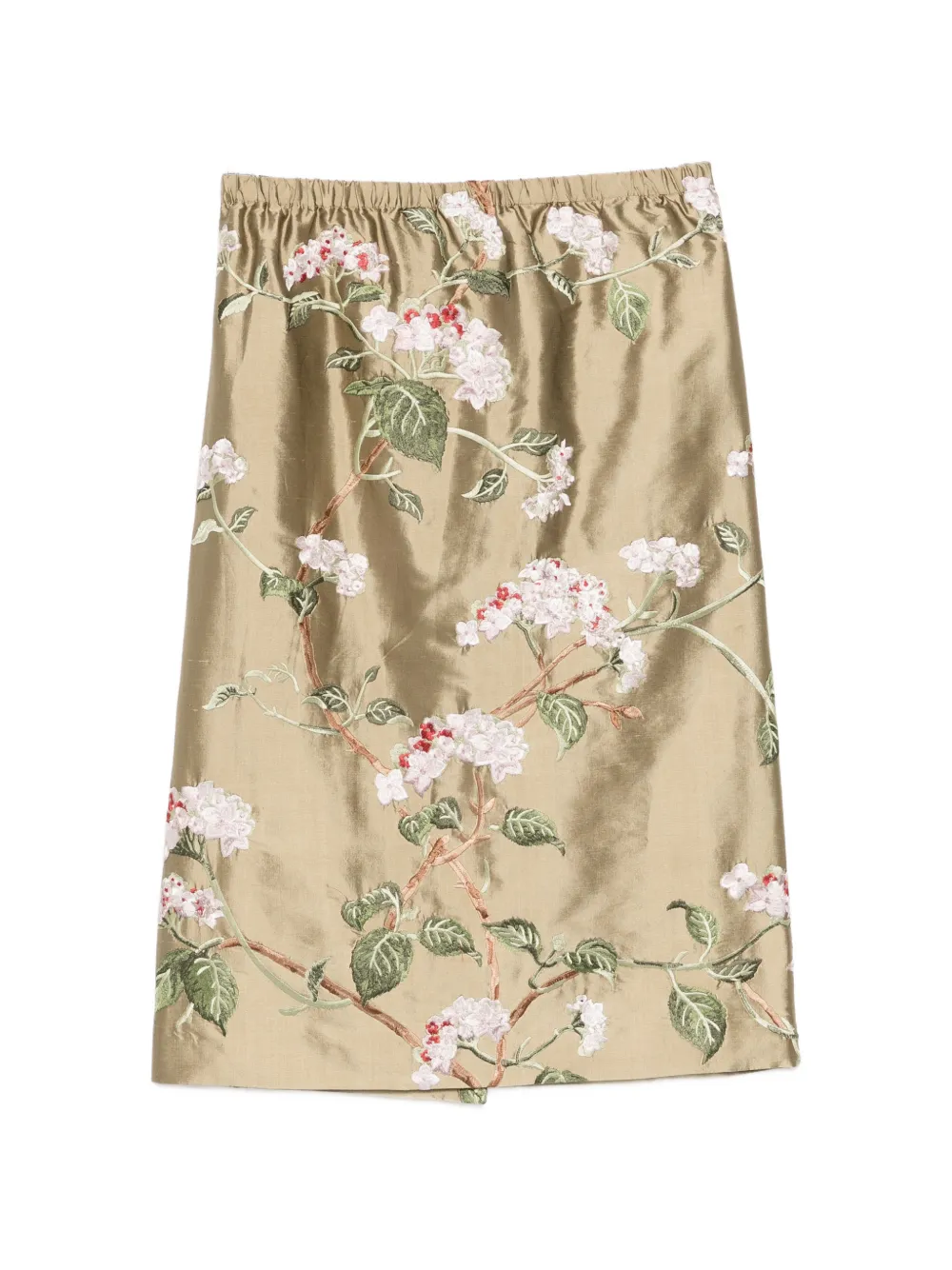 AO YES floral-embroidered skirt - Nude