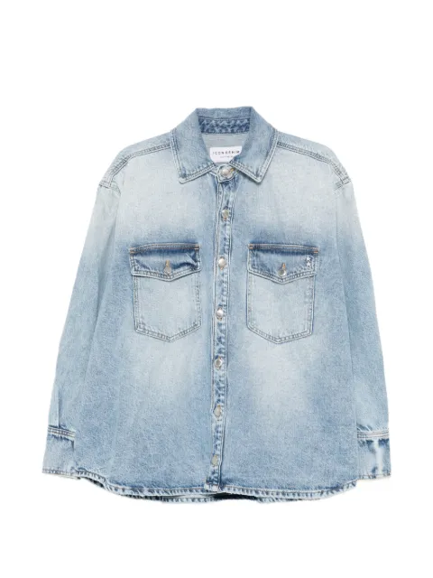 ICON DENIM skjorte med brystlomme og knaplukning