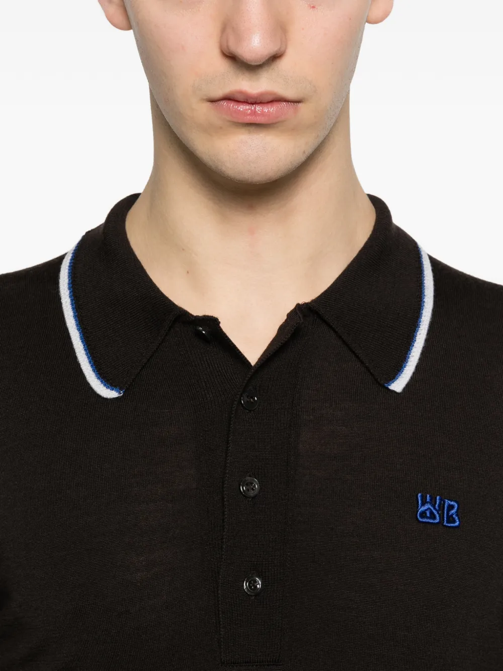 Wales Bonner Henry poloshirt met kraag Bruin