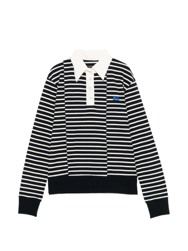 Wales Bonner Reflect Striped-pattern Polo Top in Blue