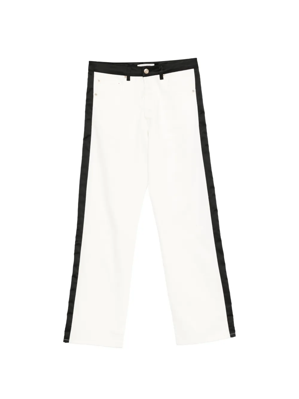 Wales Bonner belt-loop logo-patch trousers - Bianco