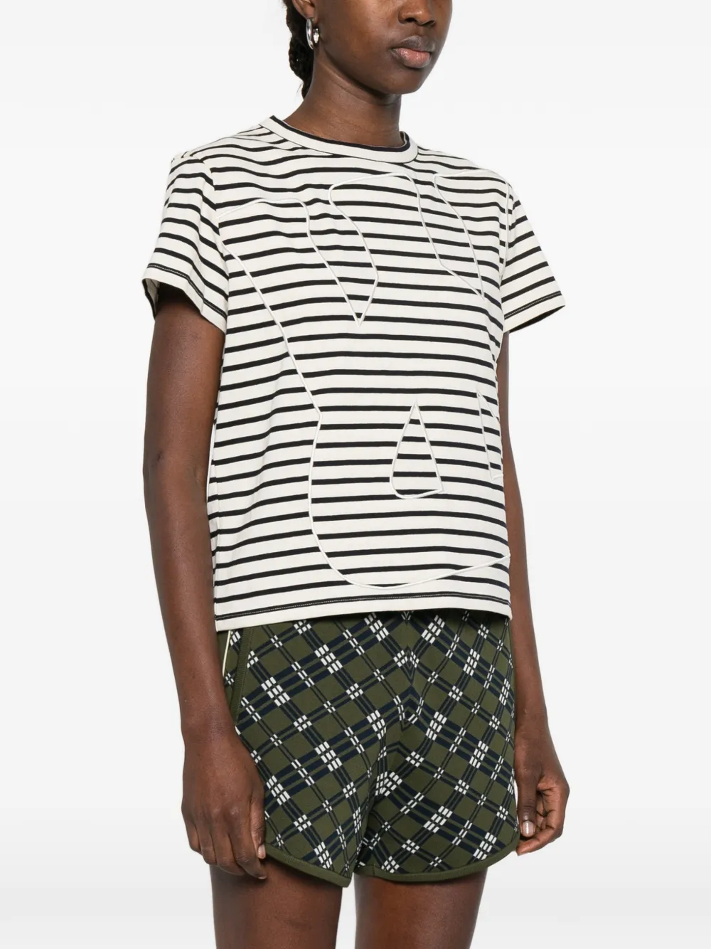 Wales Bonner Gestreept T-shirt met grafische print Wit