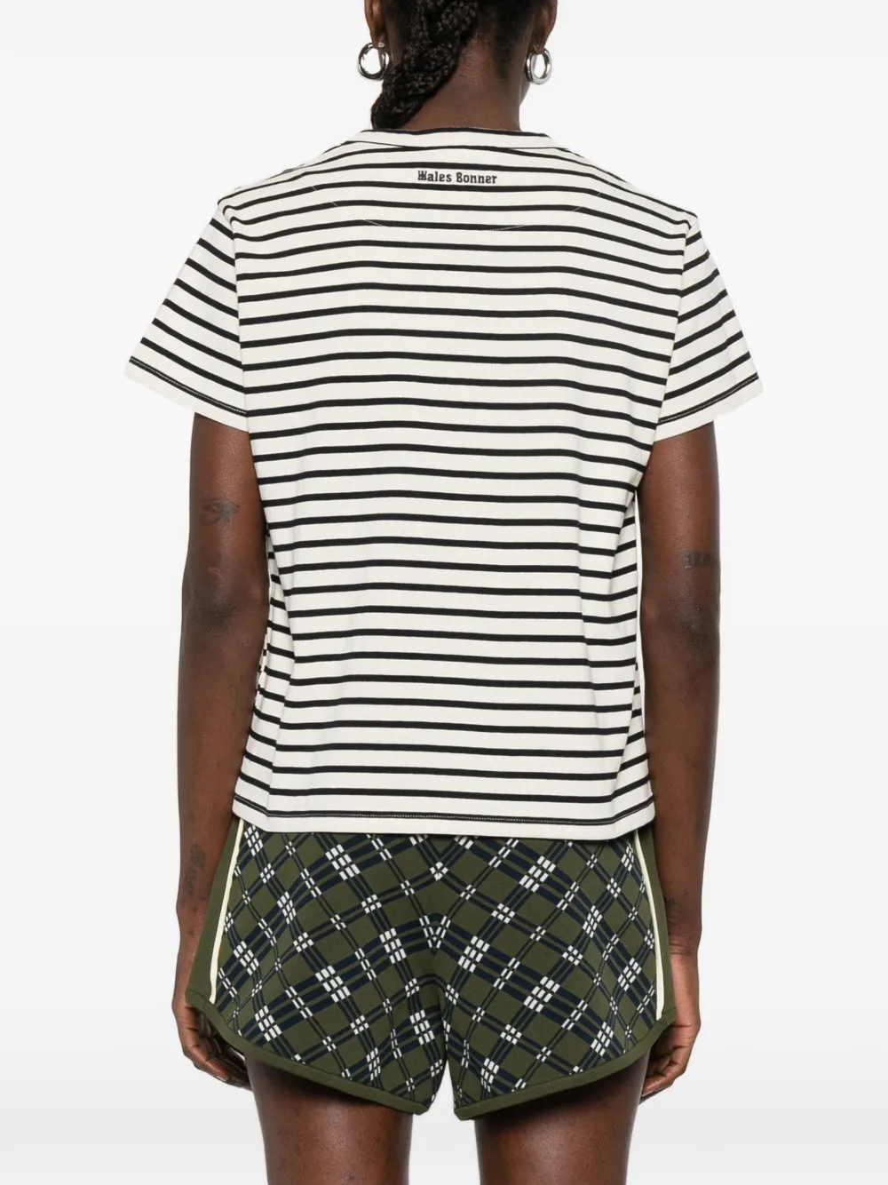 Wales Bonner Gestreept T-shirt met grafische print Wit