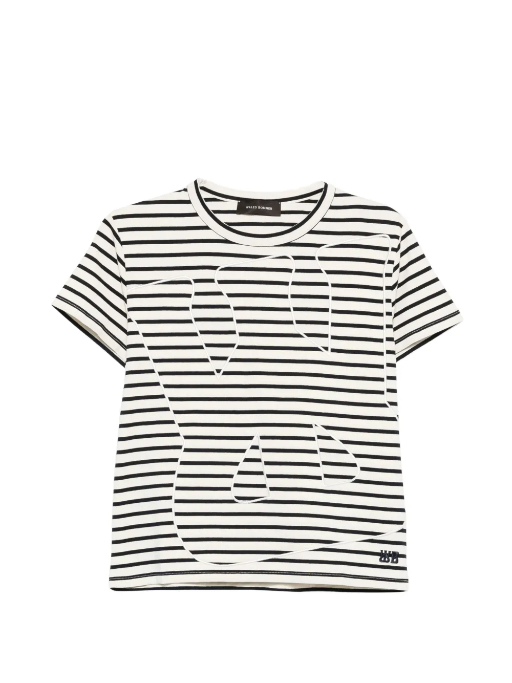 Wales Bonner striped-pattern graphic-print T-shirt - Bianco
