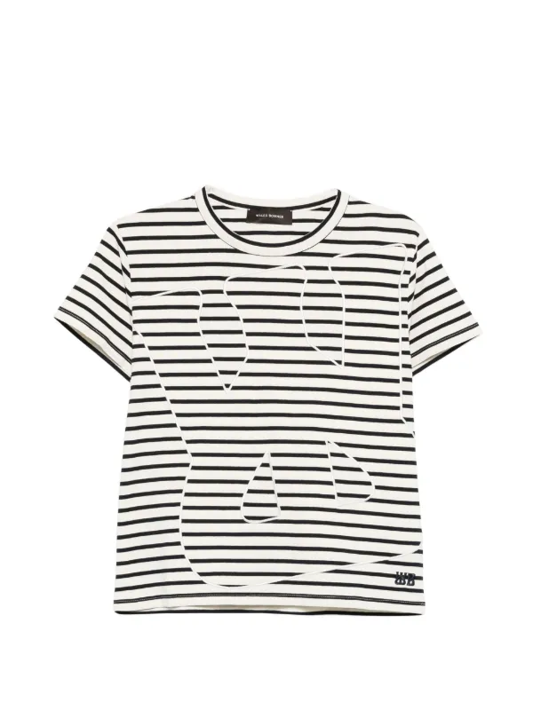 Wales Bonner Striped-pattern Graphic-print T-shirt in White