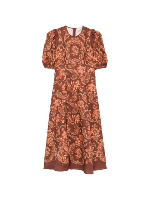 ALEMAIS Seraphina midi-jurk met pofmouwen en bloemenprint