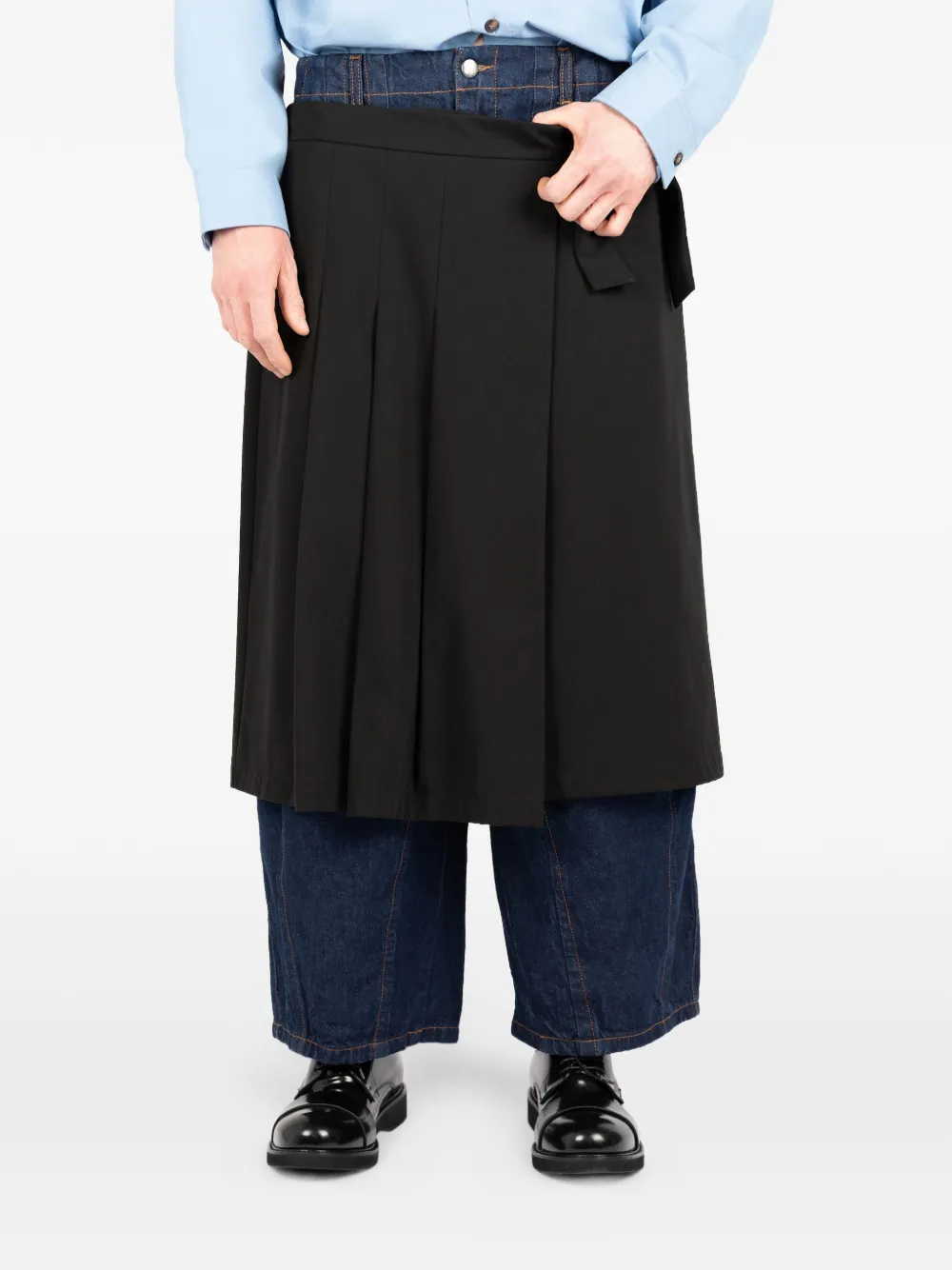 Société Anonyme pleated tie midi skirt - Nero