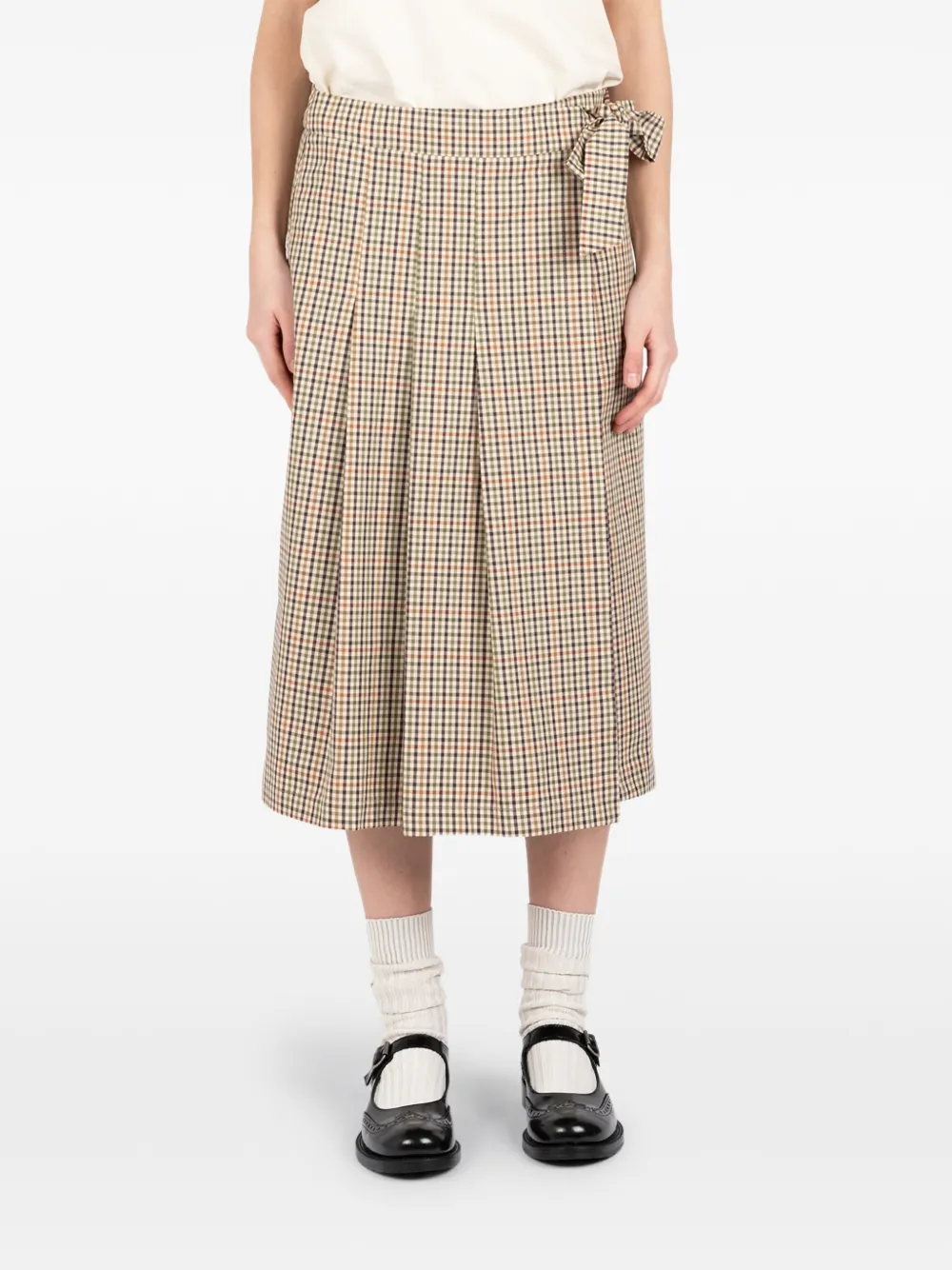 Société Anonyme plaid pleated kilt midi skirt - Toni neutri