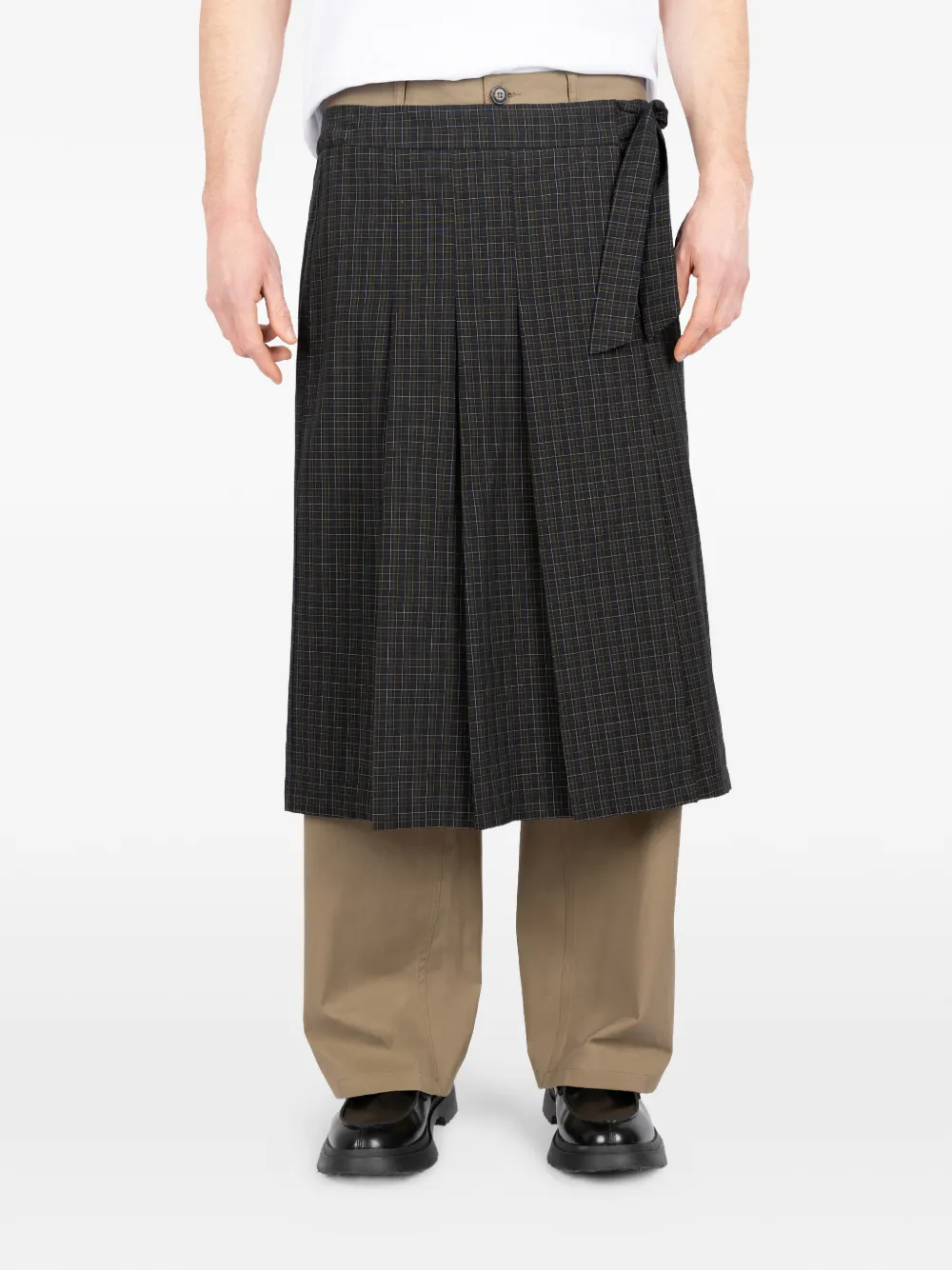 Société Anonyme plaid pleated kilt midi skirt - Nero