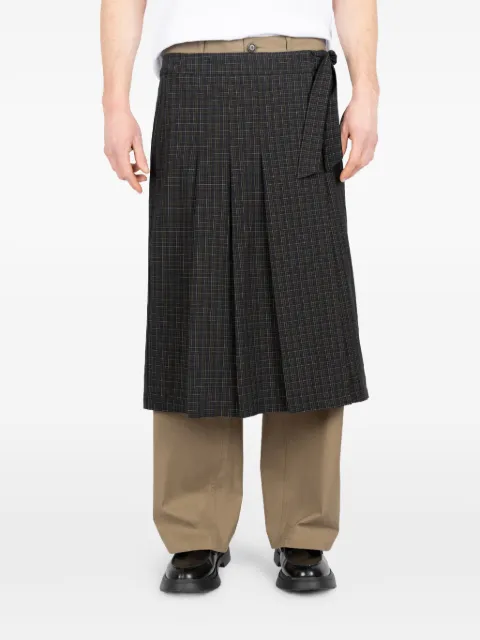 Société Anonyme plaid pleated kilt midi skirt
