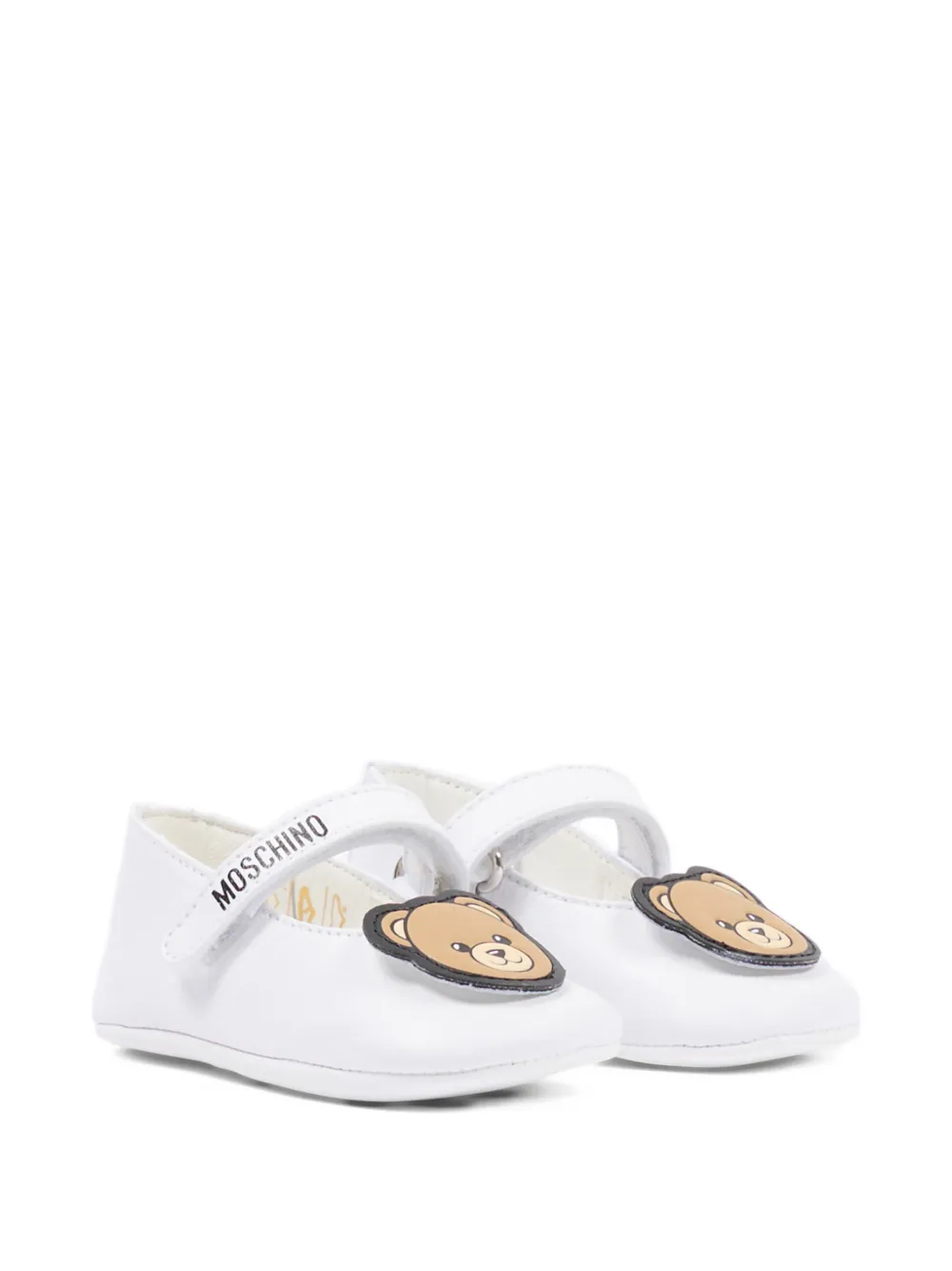 Moschino Kids appliqué strap ballerinas - Bianco