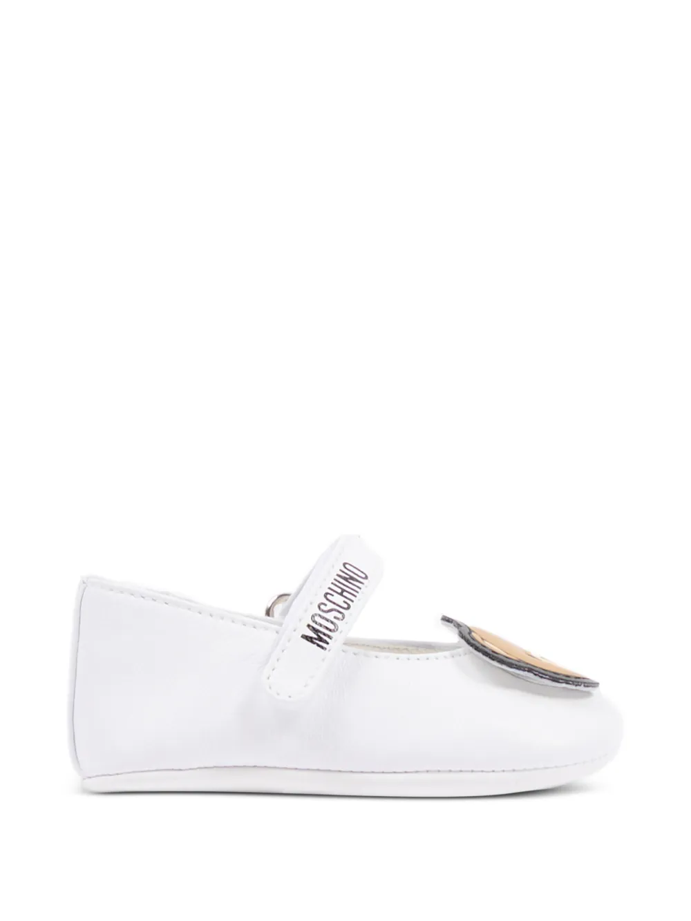Moschino Kids appliqué strap ballerinas Wit