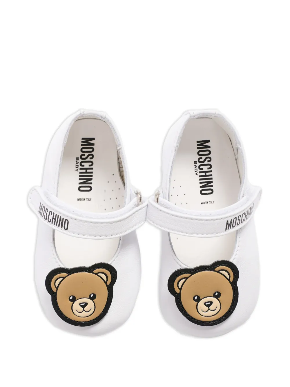 Moschino Kids appliqué strap ballerinas Wit