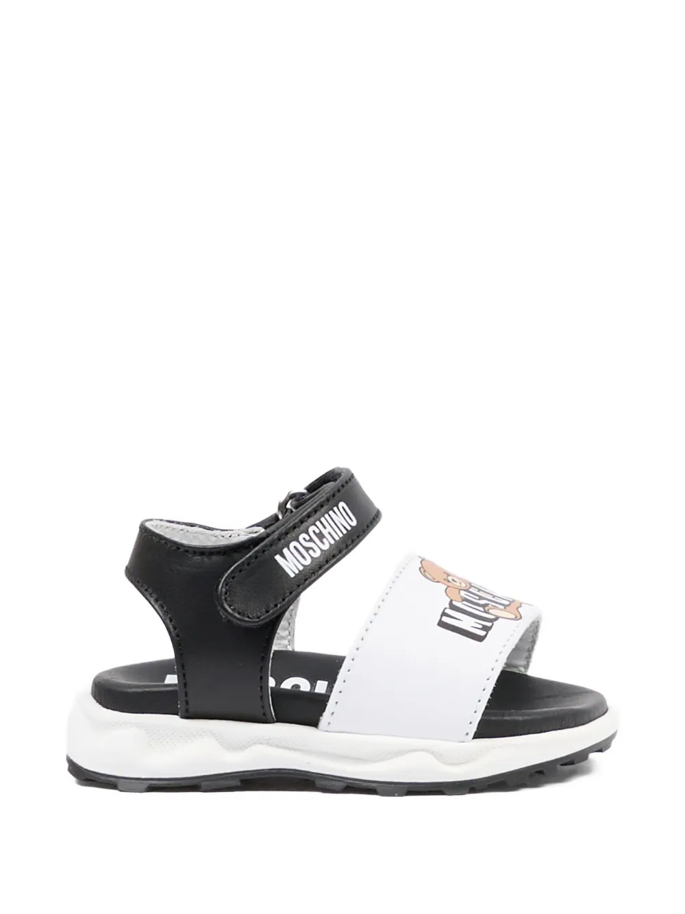 Moschino Kids Teddy-print strap sandals Wit