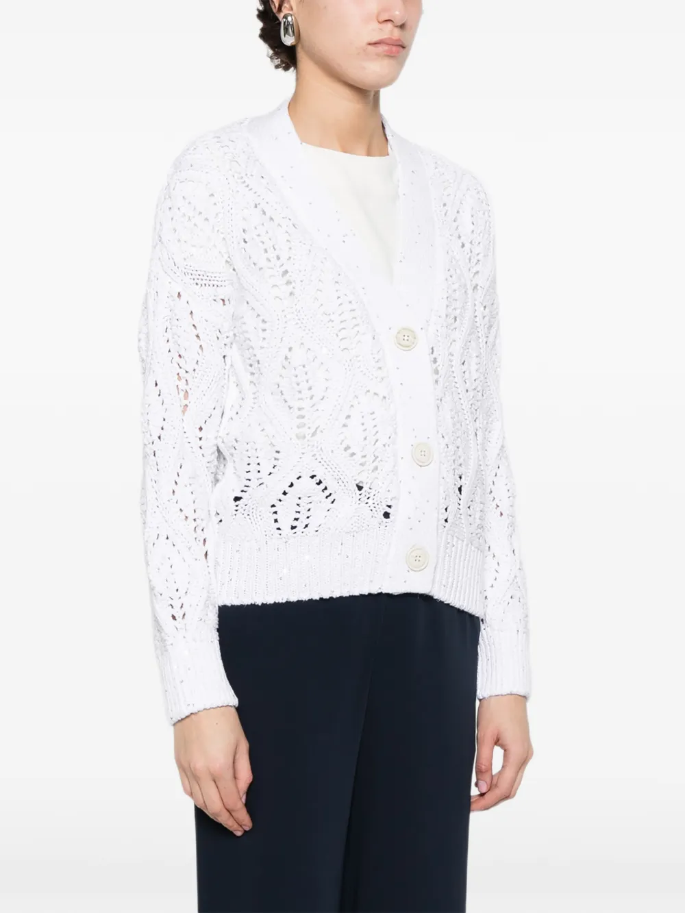  Eleventy Button Knit Cardigan - White 