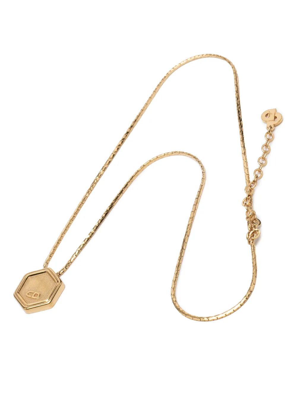 Christian Dior Pre-Owned 20th Century Gold Plated Hexagon Logo Pendant Necklace costume necklace - Oro