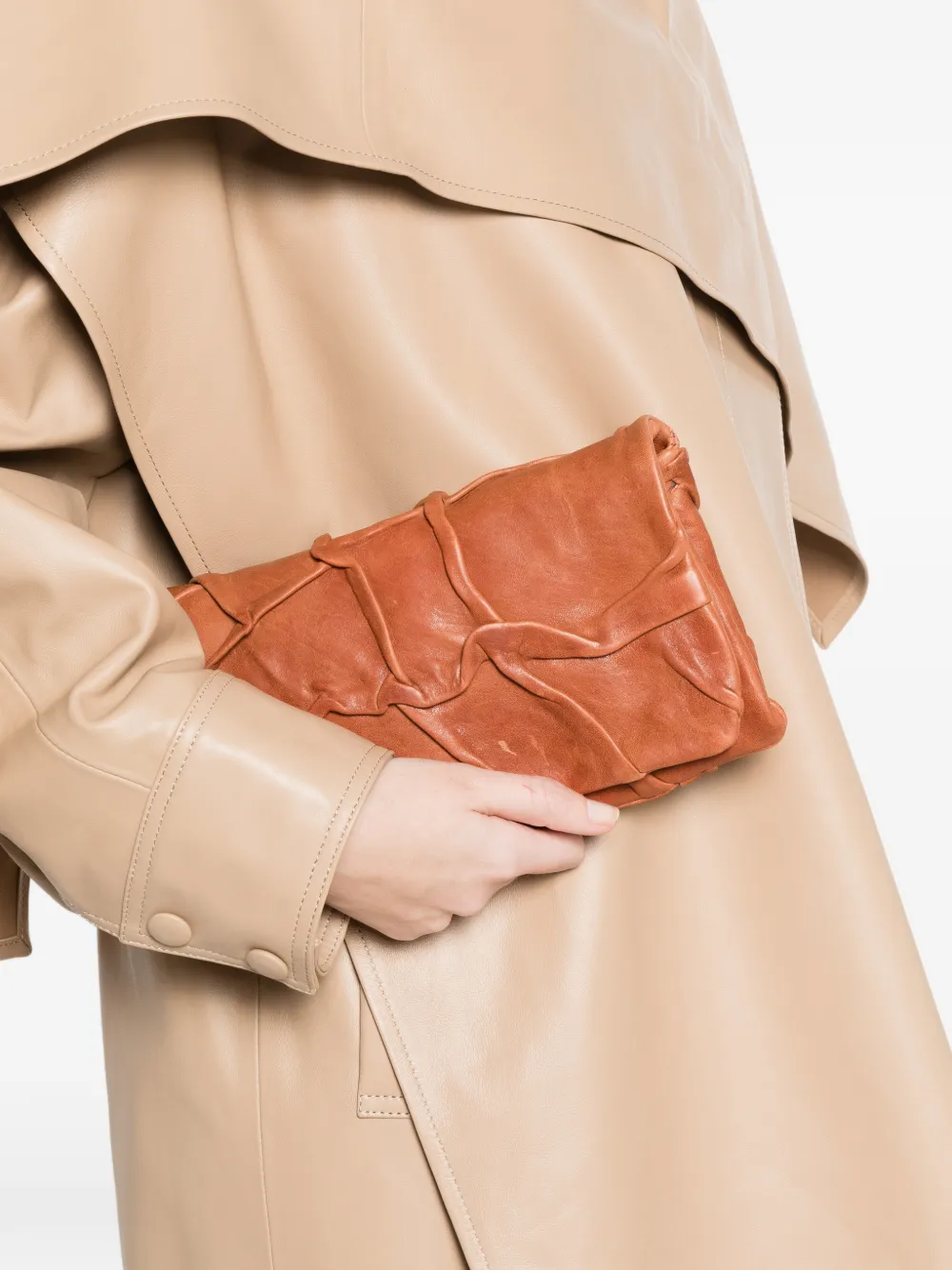  Sommet Soffietta Leather Clutch Bag - Brown 