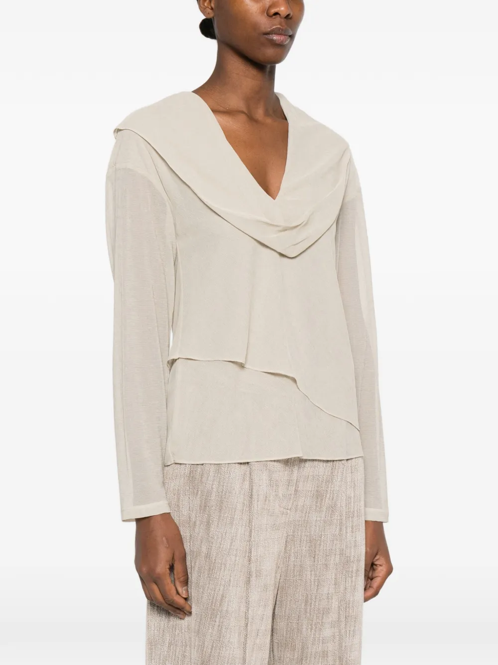  Giorgio Armani Draped Layered Blouse - Neutrals 