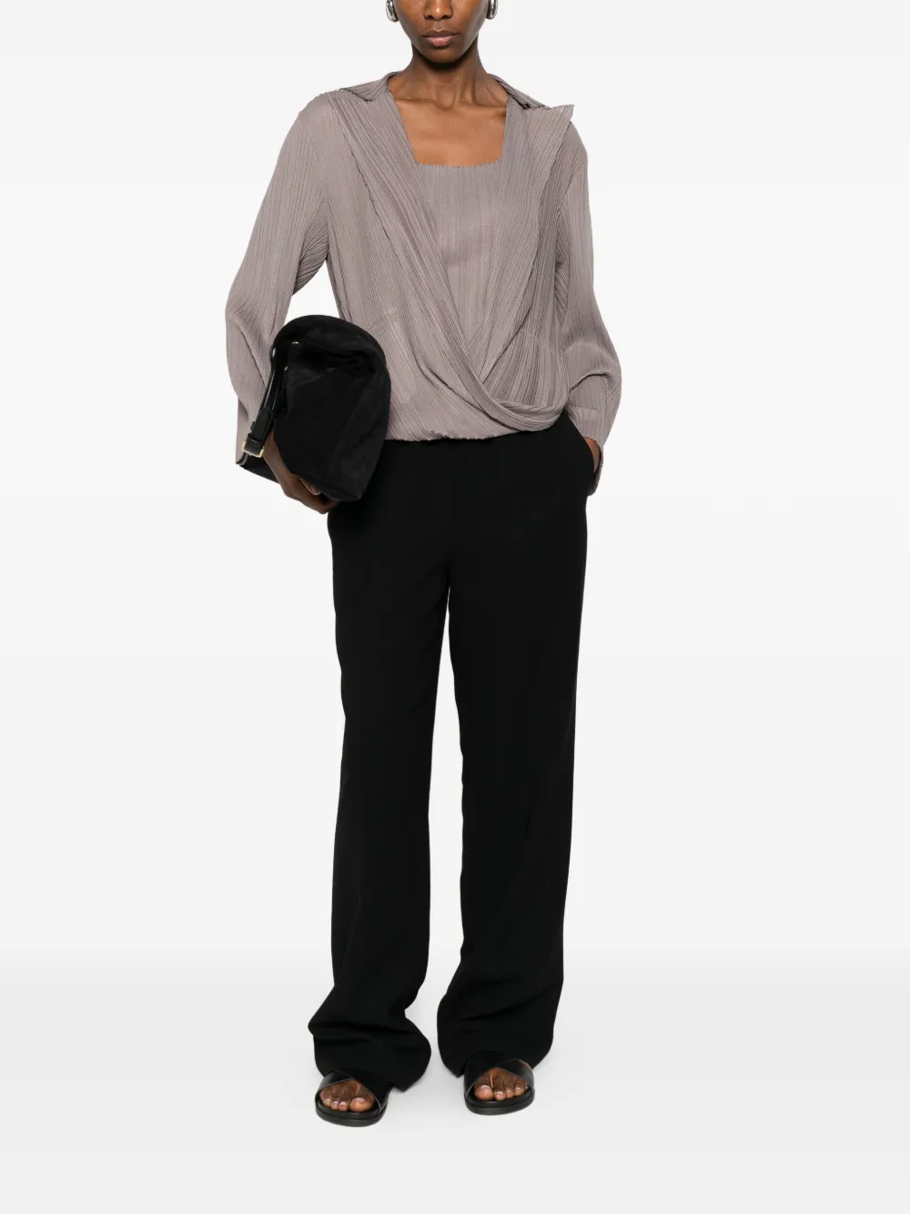  Giorgio Armani Pleated Tank Top And Blouse Set - Neutrals 