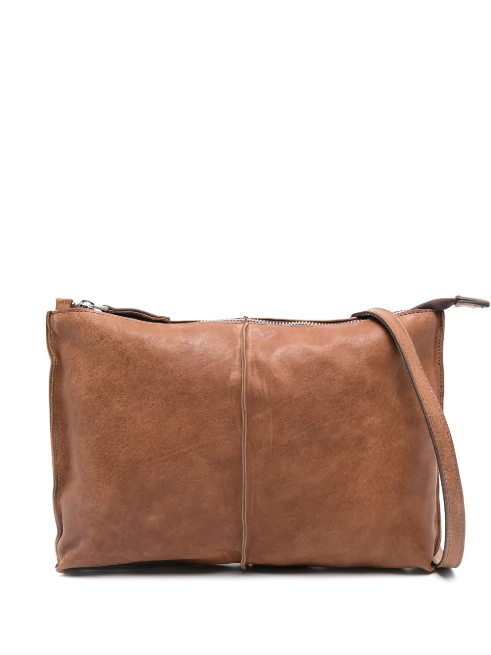 SOMMET Clark zip sheepskin cross body bag - Marrone
