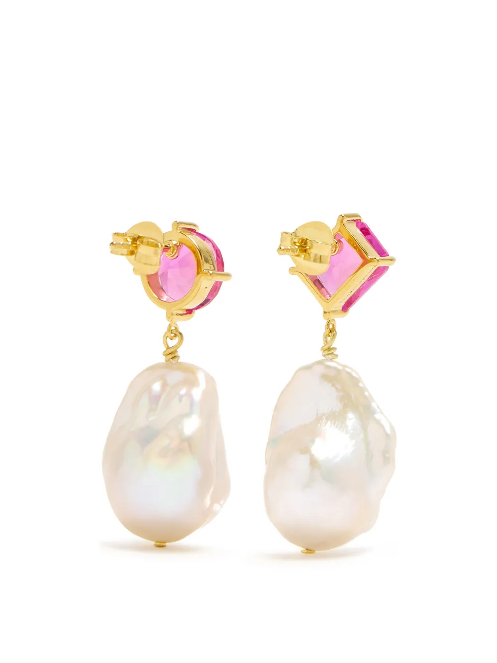  Completedworks Pendientes Con Perla Rosa - Dorado 