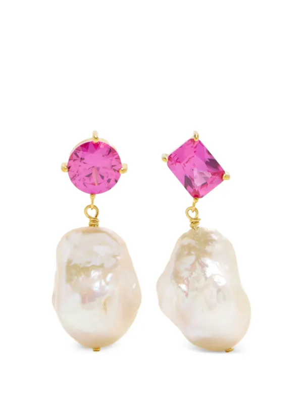 Completedworks Pink Pearl Drop Earrings in Gold