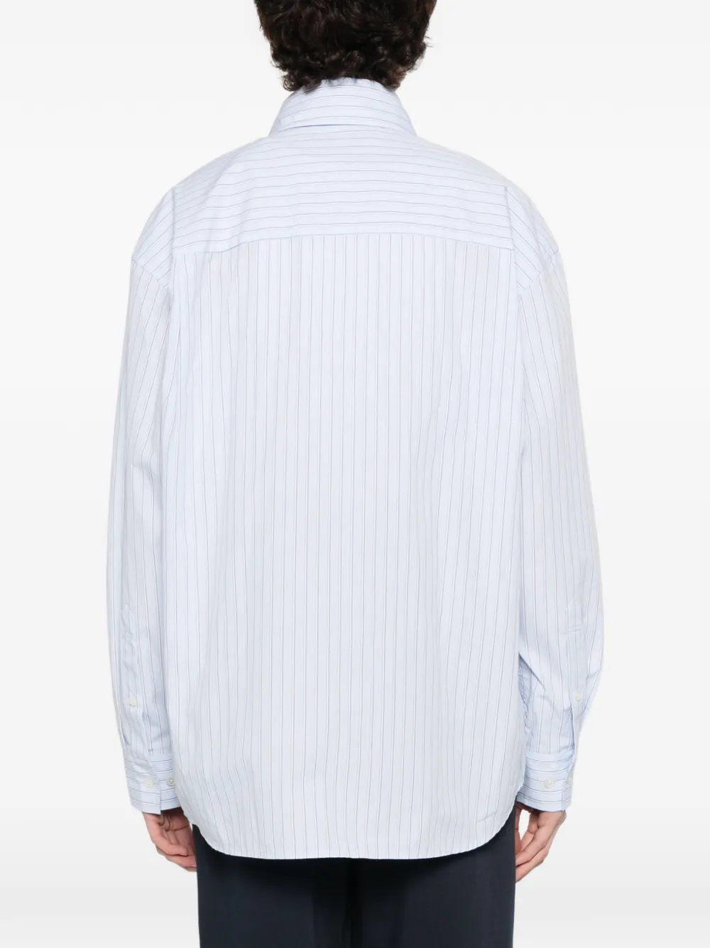 DUNST Gestreept shirt met zak Blauw