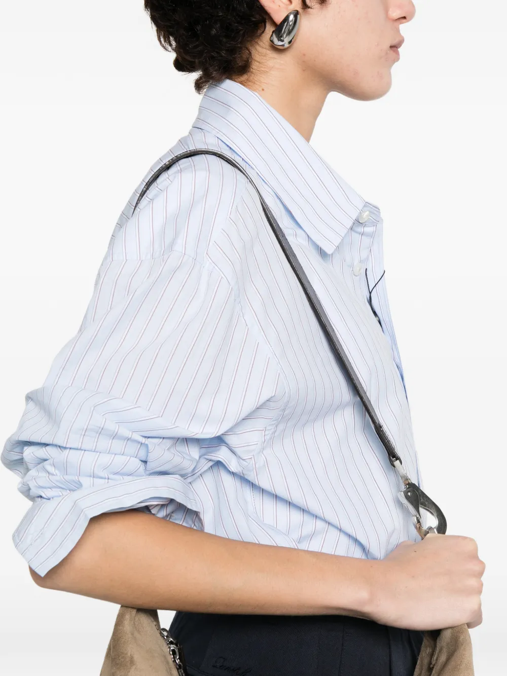 DUNST Gestreept shirt met zak Blauw