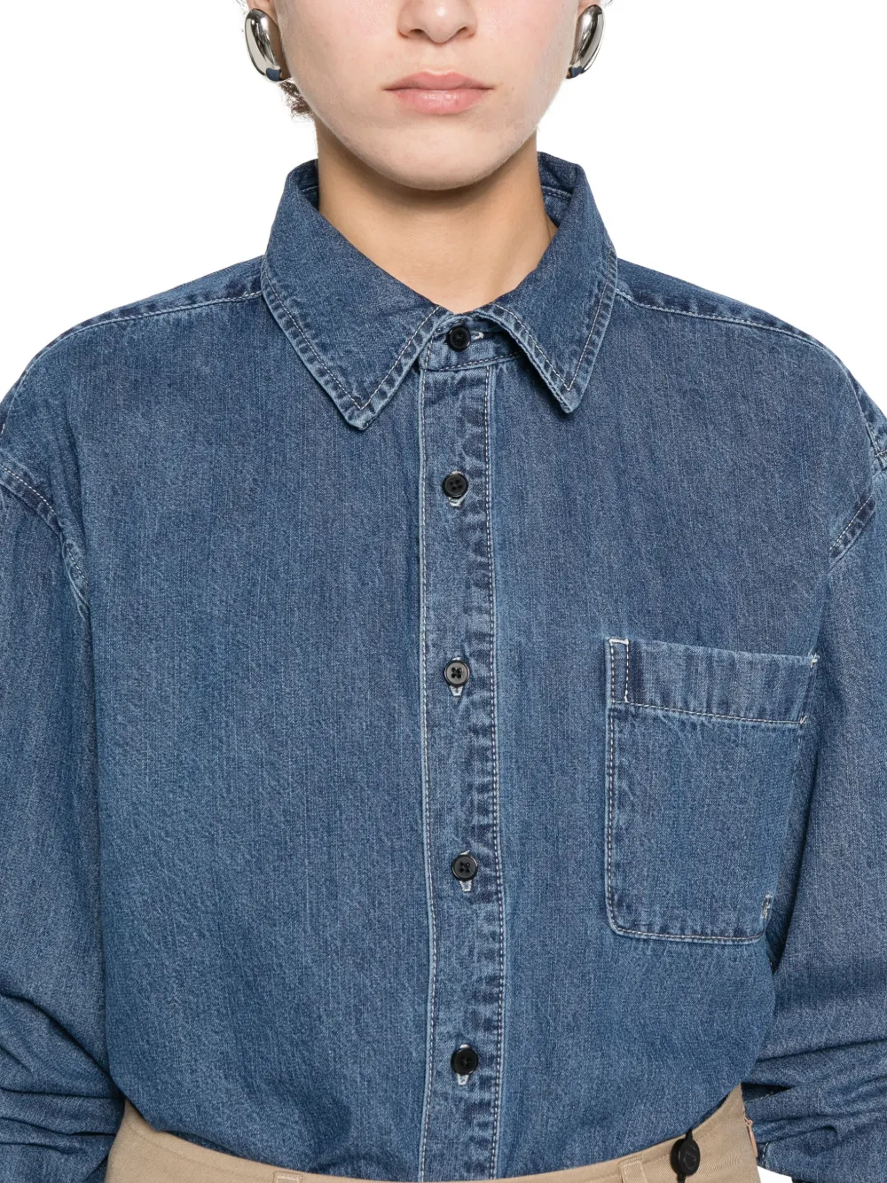 DUNST Blouse met zak Blauw