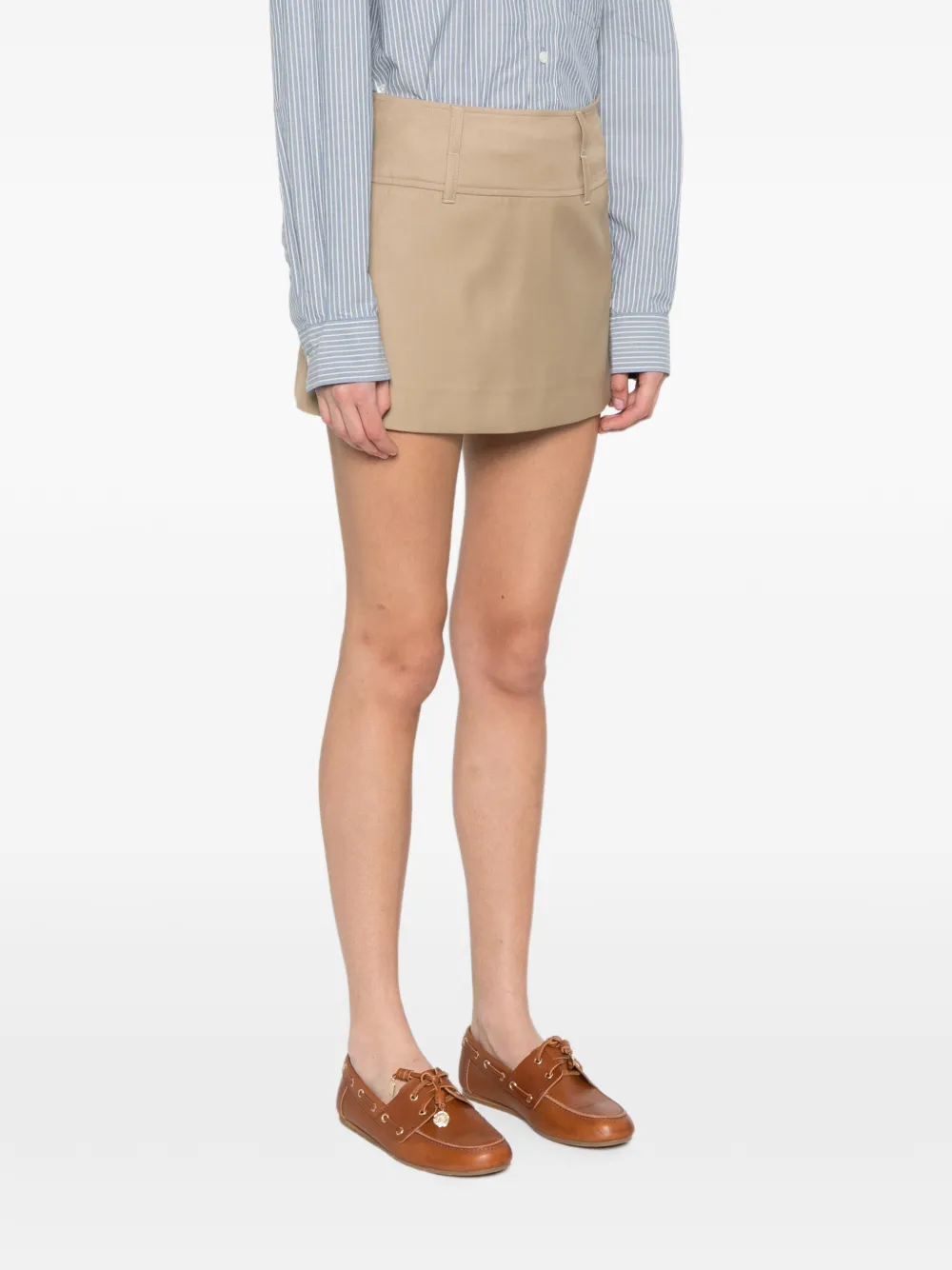 DUNST Mini-rok met riemlussen Beige