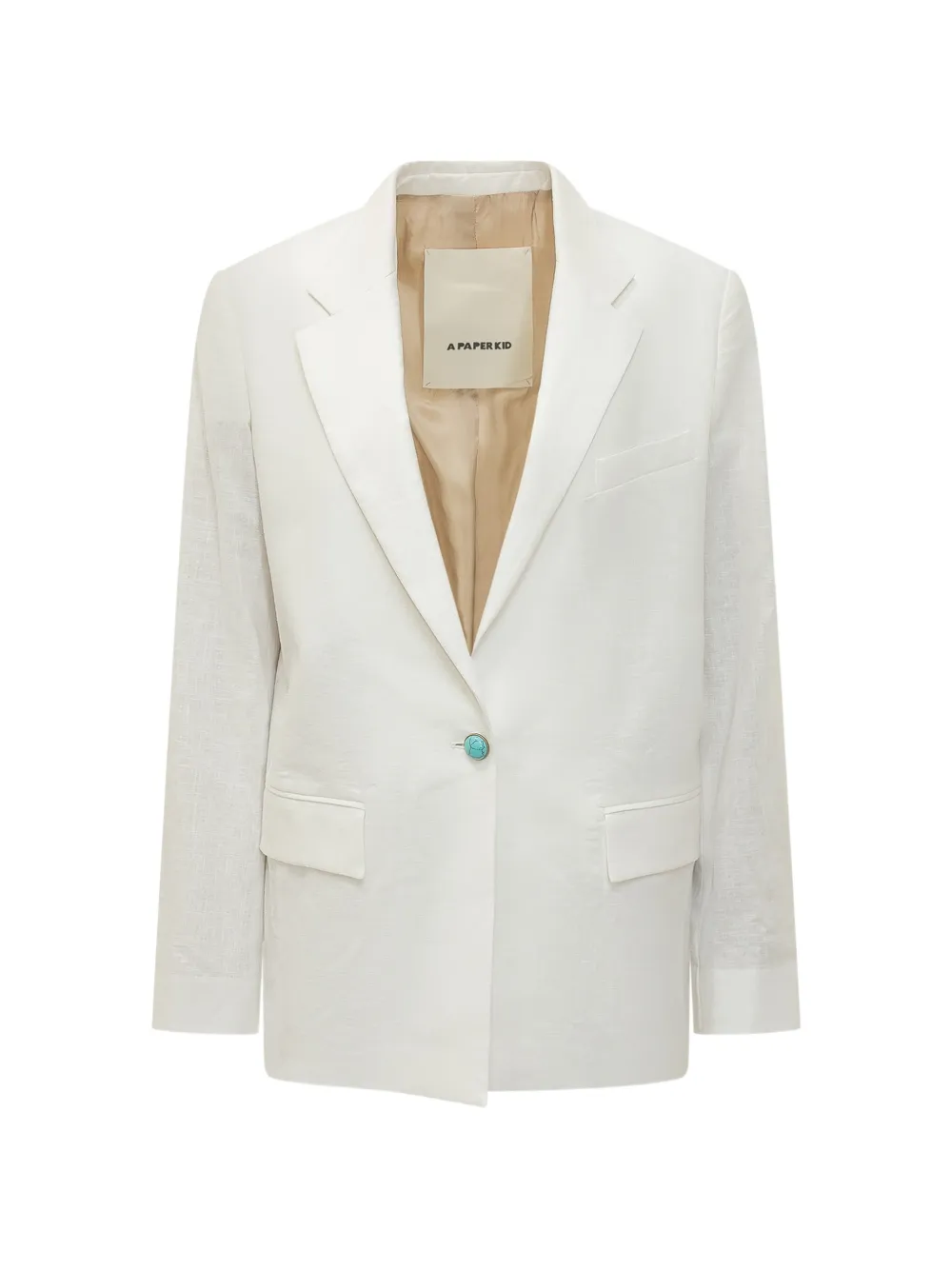 A Paper Kid stone button linen jacket - Bianco