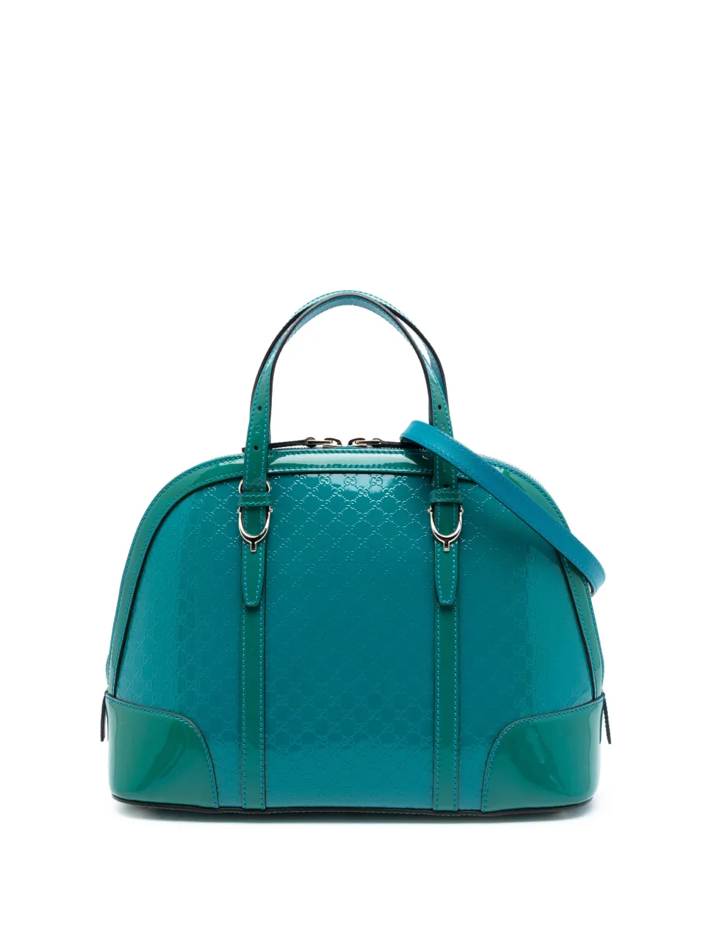 Gucci Pre-Owned Borsa a tracolla Nice Dome piccola in pelle verniciata Microguccissima bicolore 2016-2025 - Blu