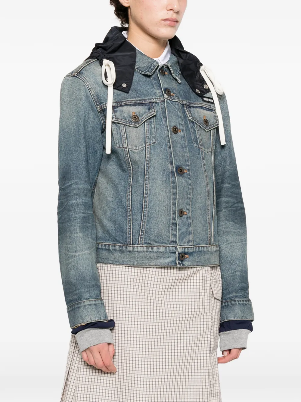 Miu Denim jack met capuchon Blauw