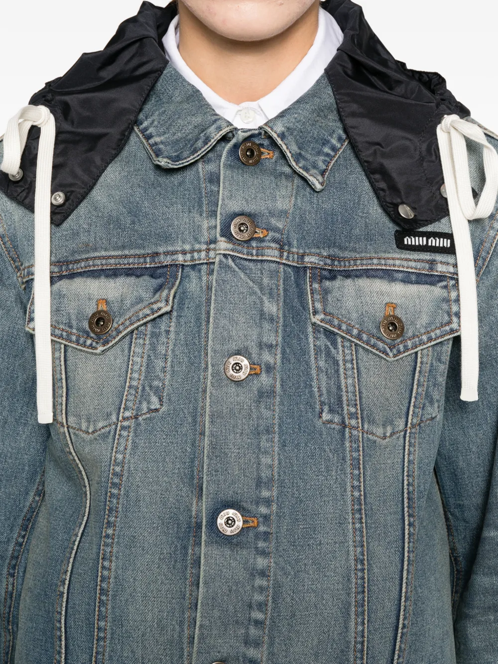 Miu Denim jack met capuchon Blauw