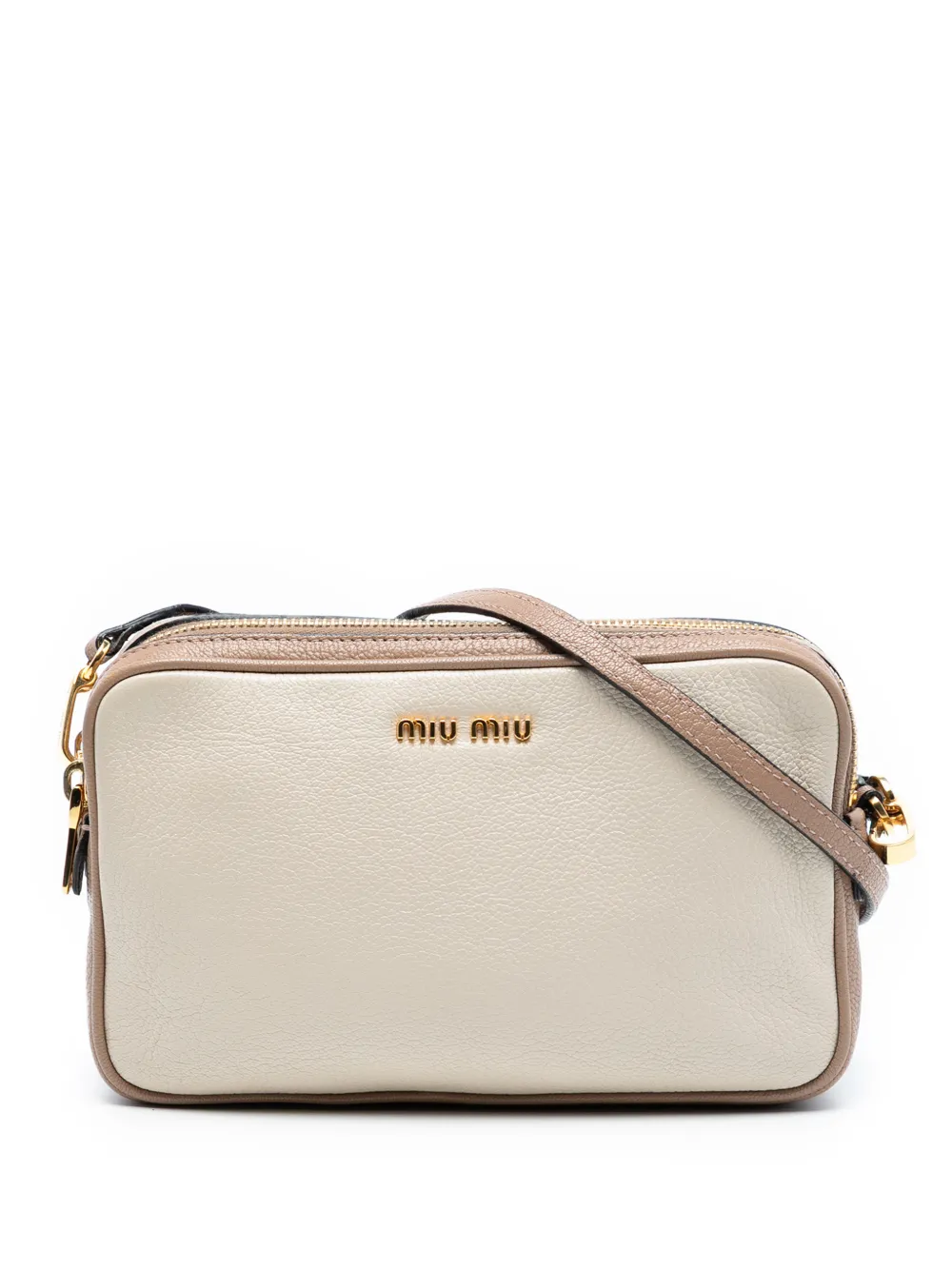 Miu Miu Pre-Owned 2010-2026 Bicolor Madras Double Zip Camera Bag crossbody bag - Marrone
