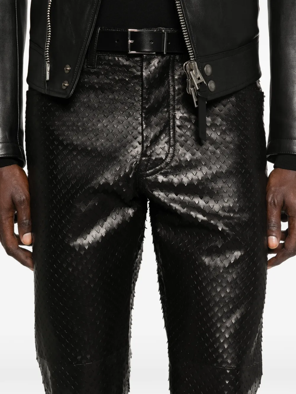 scale-effect trousers