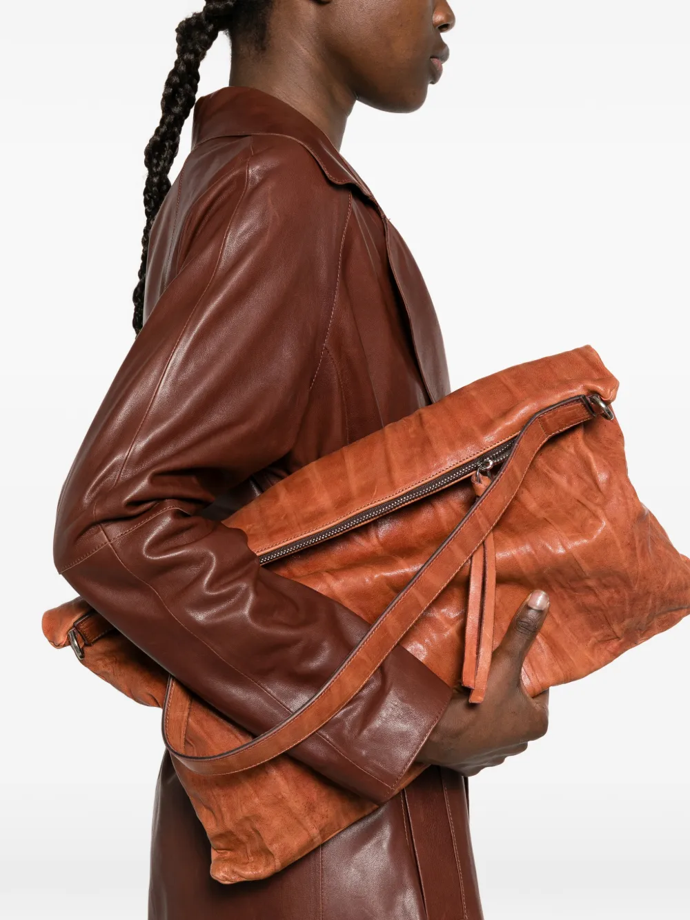 Medium Lexi Top-Zip Leather Shoulder Bag
