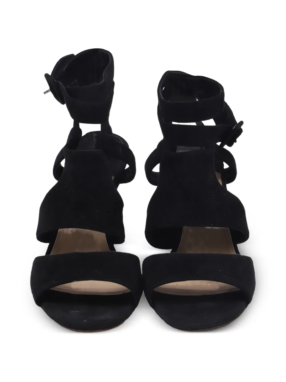 Paul Andrew Strappy Suede Heeled Sandals - Black 
