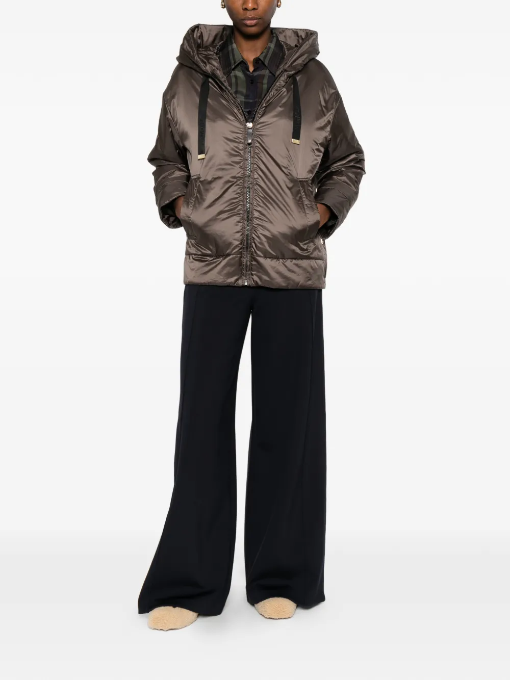 Max Mara Mtcdaria jack met capuchon en rits Bruin