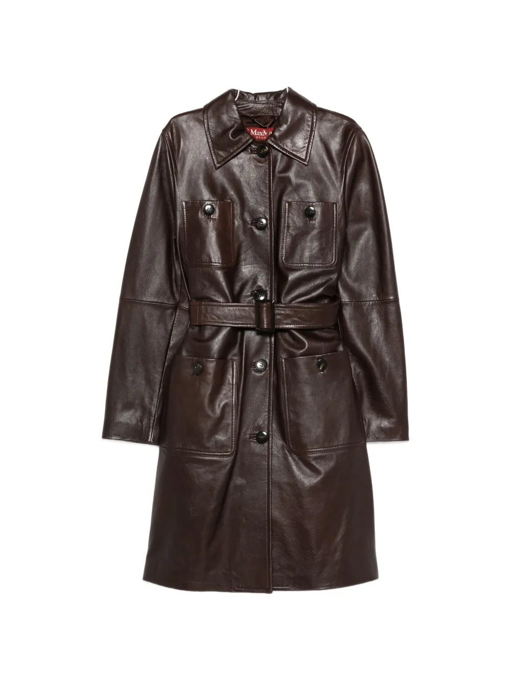 Max Mara Mstamaca button belted jacket - Marrone