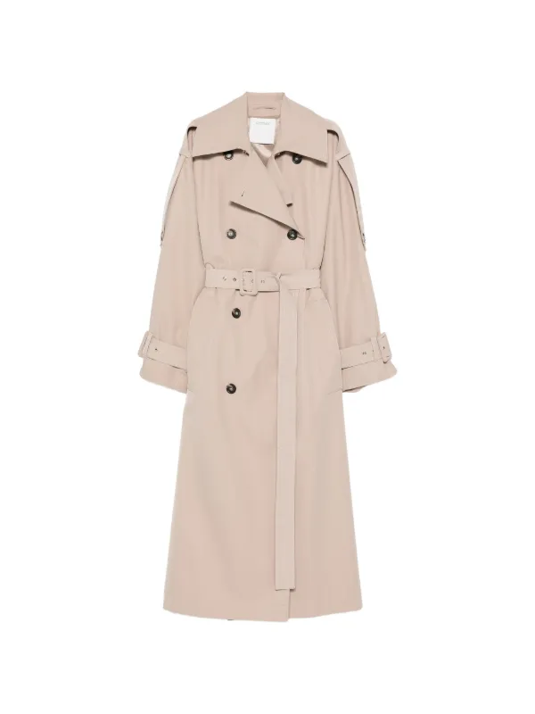 Sportmax Spxgocce Belted Double-breasted Trench Coat in Neutrals
