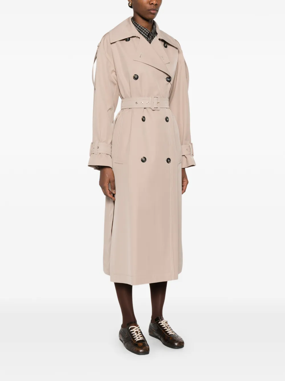 Sportmax Spxgocce trenchcoat met ceintuur en dubbele rij knopen Beige