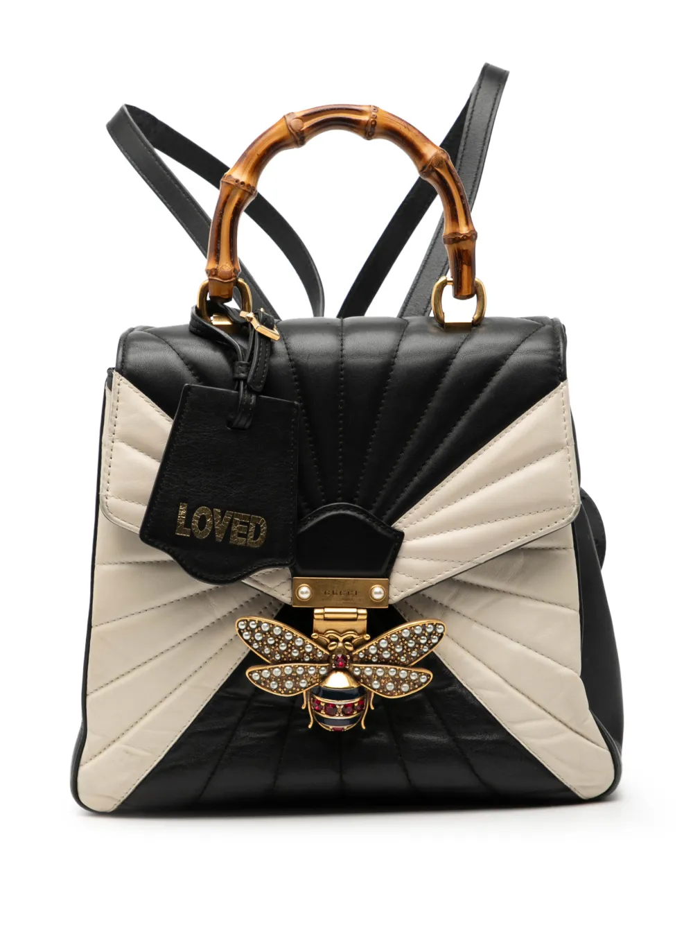 Gucci Pre-Owned 2016-2025 Bicolor Calfskin Bamboo Trapuntata Queen Margaret backpack - Nero