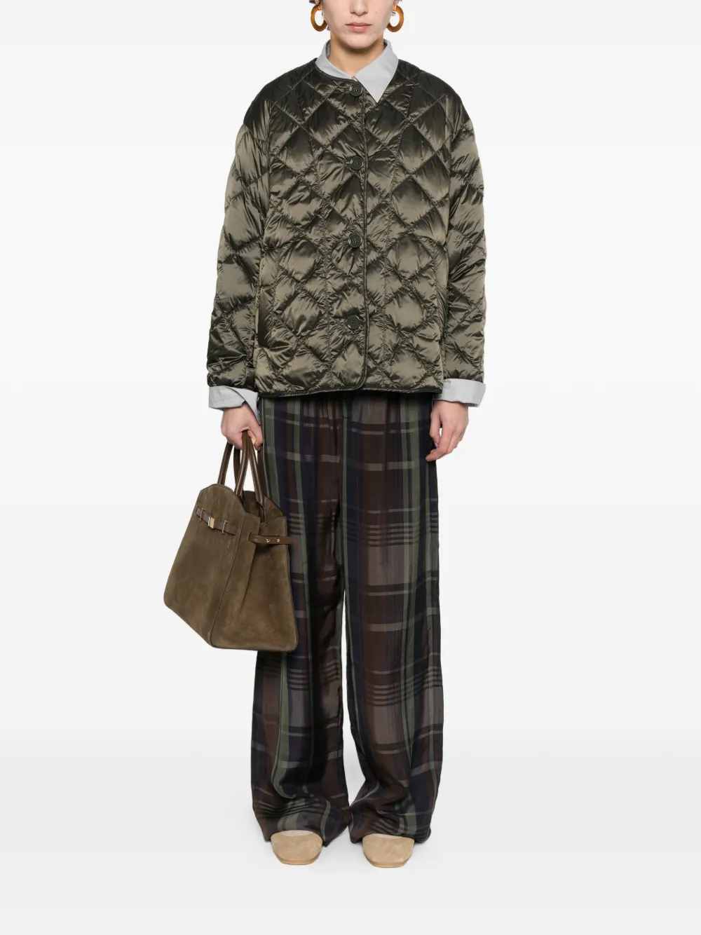  Max Mara Quilted Button Jacket - Green 