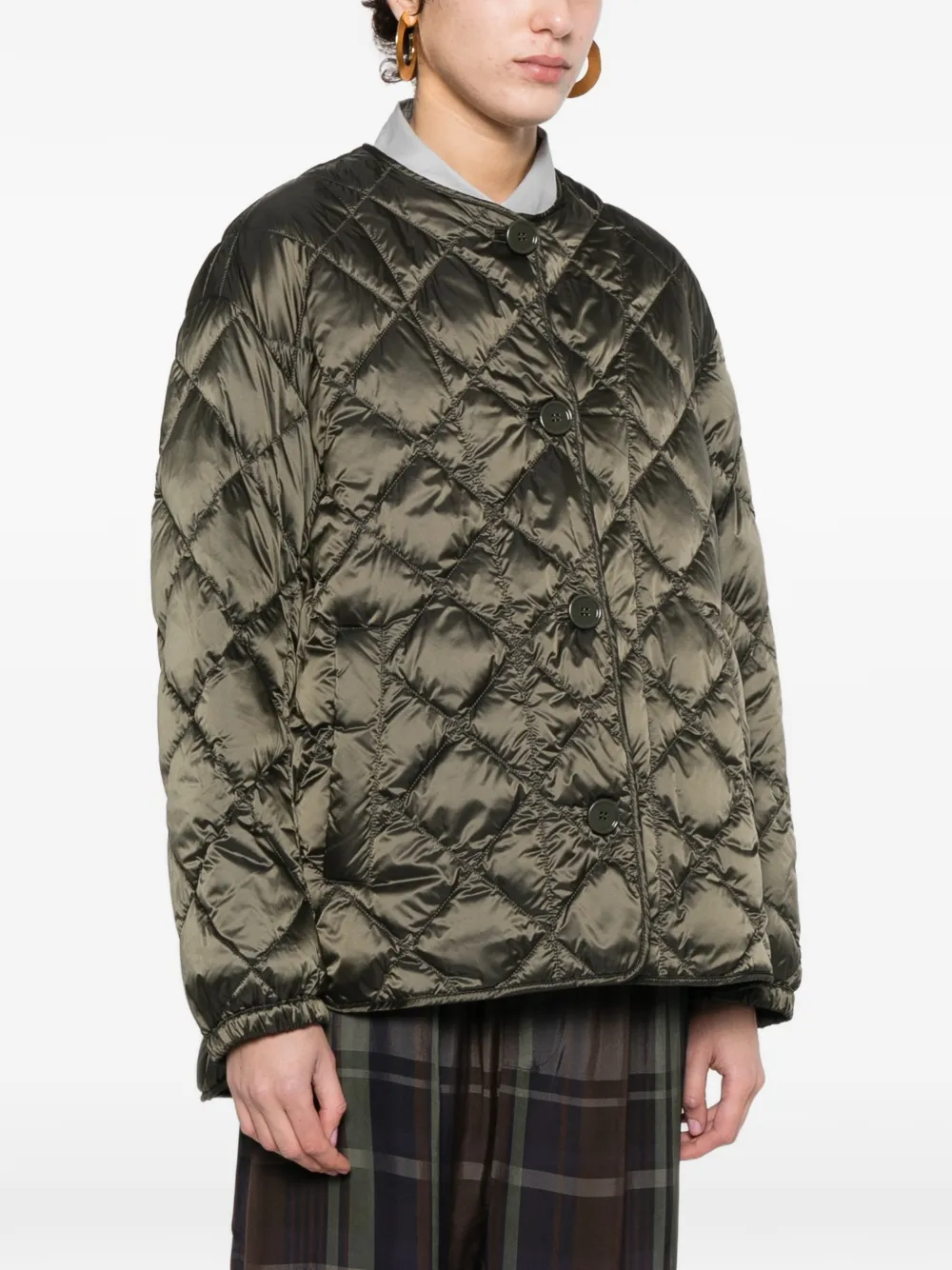  Max Mara Quilted Button Jacket - Green 