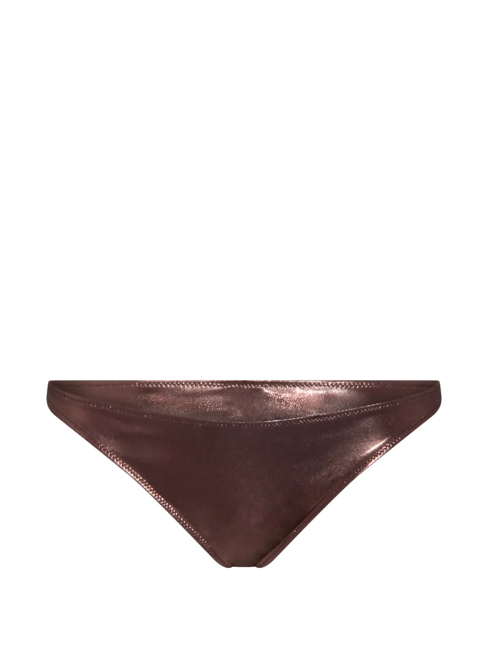 Blumarine Metallic-effect Bikini Bottom In Brown